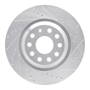 Audi Q3 Brake Rotor (1) - Rear Right - R1 Concepts - Drilled & Slotted - Silver - `06-`25